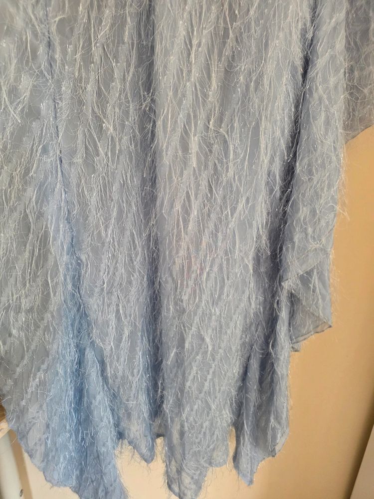 Immagine di Shein Baby Blue Feather / Eyelash Textured Kaftan & Slip Dress (Size M/ UK10-12) 7