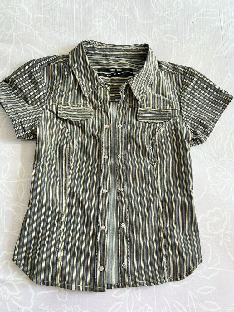 Silence + Noise Silence + Noise Striped Short Sleeve Button-Up Shirt product image