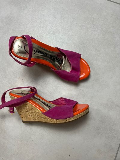 Purple And Orange Wedge Sandals