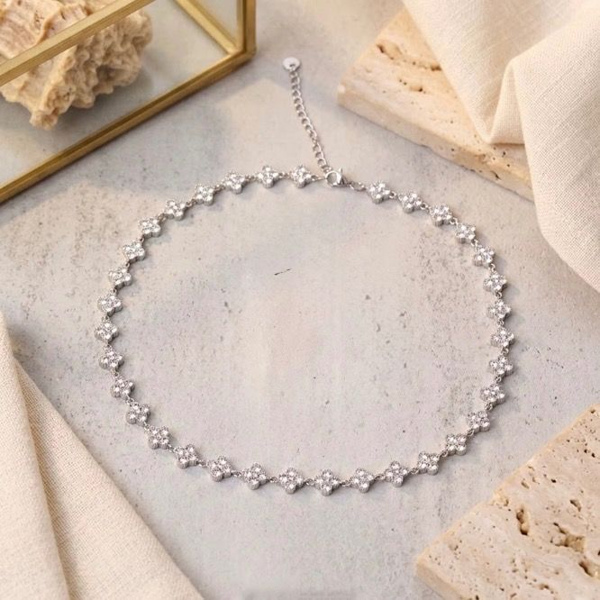 Silver-Tone Rhinestone Necklace image 1