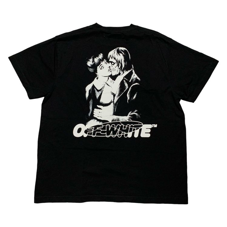 Off White Large Kiss Graphic Black Tee Virgil Abloh