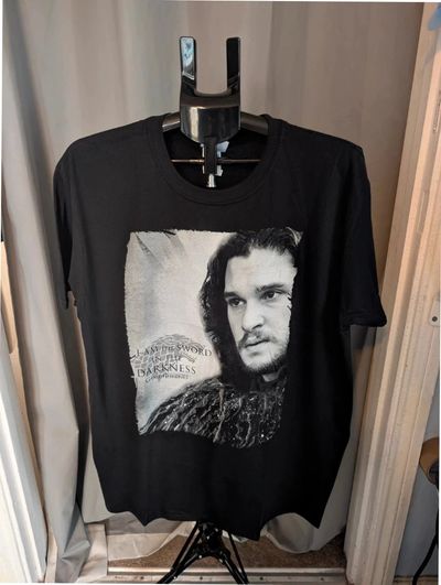 Game Of Thrones Jon Snow Graphic T-Shirt Black XL Nights Watch HBO Tee