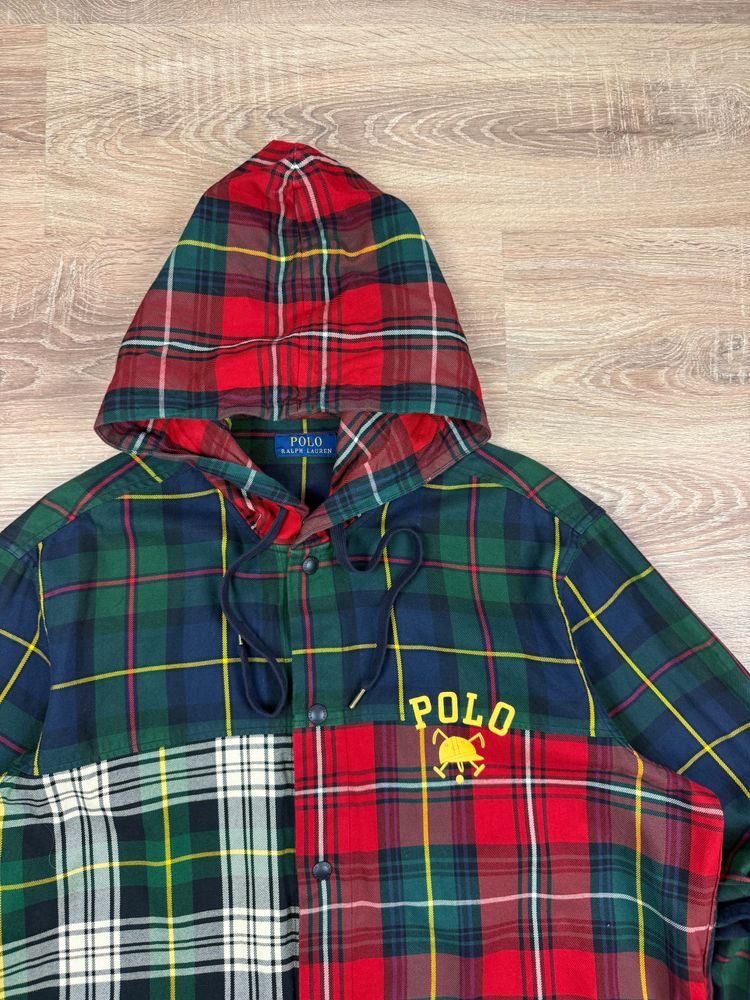 Ralph Lauren Polo Plaid Patchwork Button Up Hoody (XL) image 6