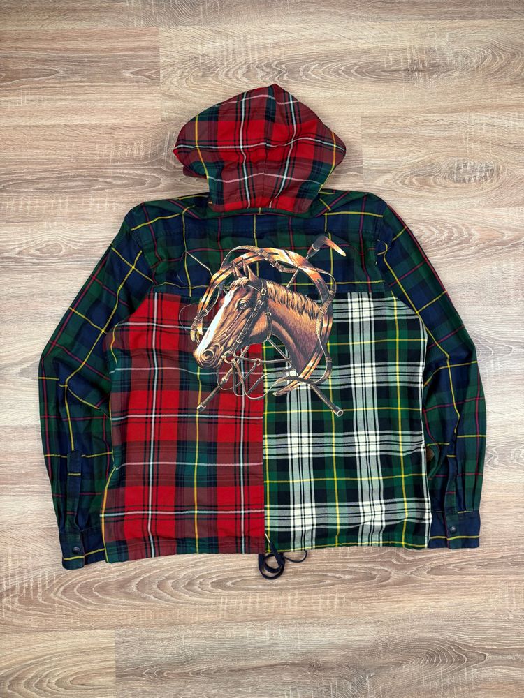 Ralph Lauren Polo Plaid Patchwork Button Up Hoody (XL) image 2
