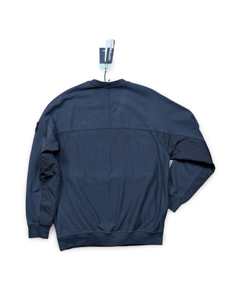 Stone Island Black Nylon Panel Crewneck imagen 4