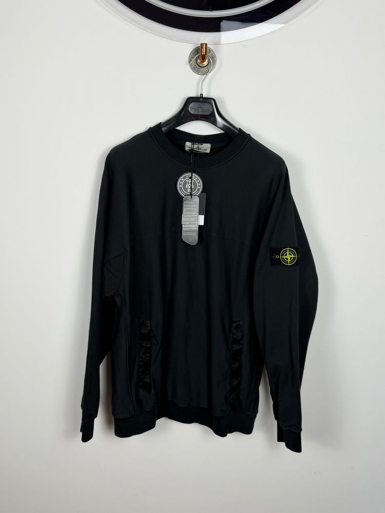 Stone Island Black Nylon Panel Crewneck imagen 6