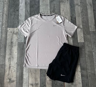 Nike Dri-Fit UV Miler T-shirt & Short Set ‘Moon Particle’ - Size Small Medium Large