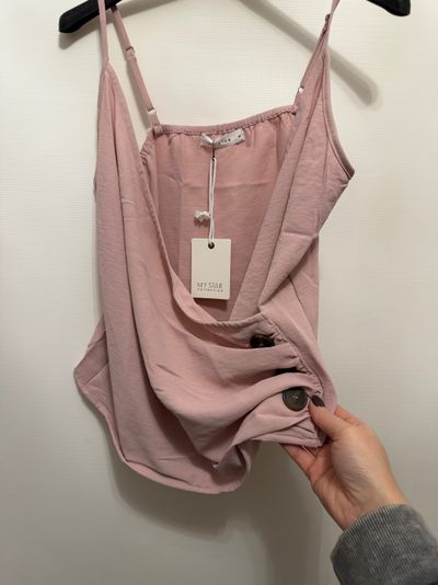 Pink Sleeveless Top With Button Details