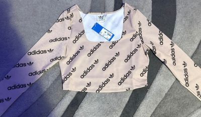 Adidas Beige Long Sleeve Crop Top