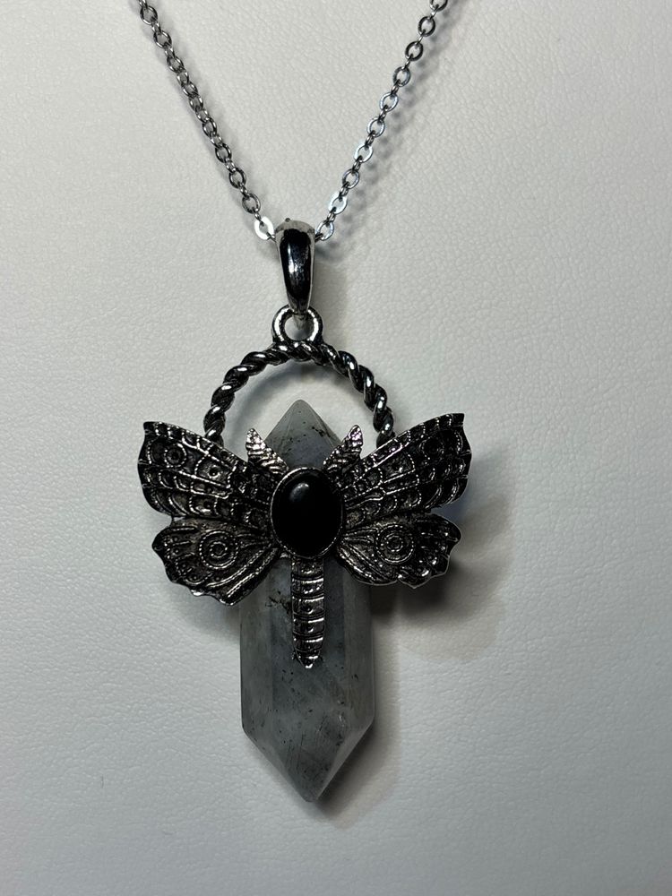Labradorite Butterfly Pendant Necklace