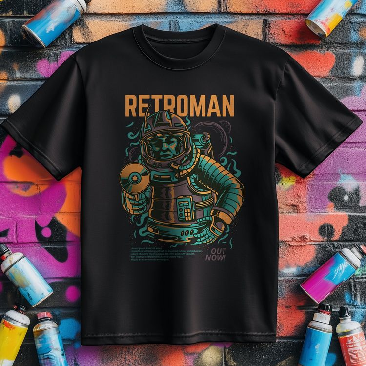 Retro Man Astronaut T-Shirt - Blast image 1