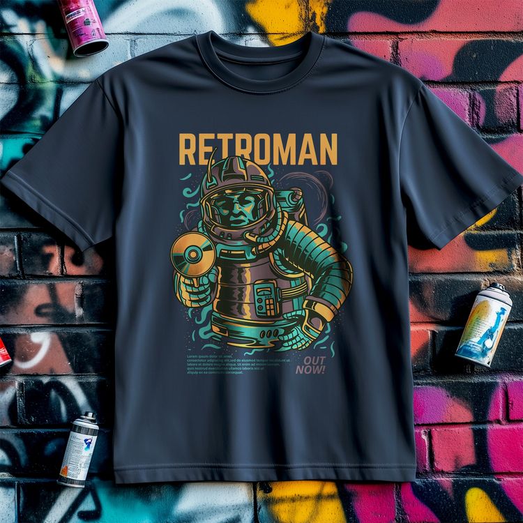 Retro Man Astronaut T-Shirt - Blast image 4
