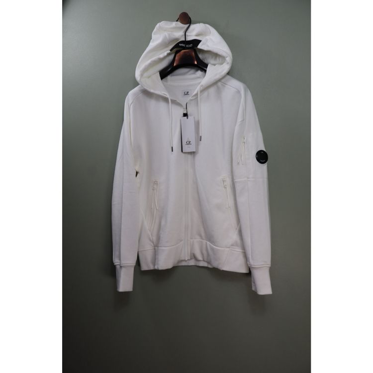 C.P. Company White Zipped Hoodie