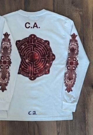 Chrome Hearts White Long Sleeve Shirt With Red Graphic Designs product image