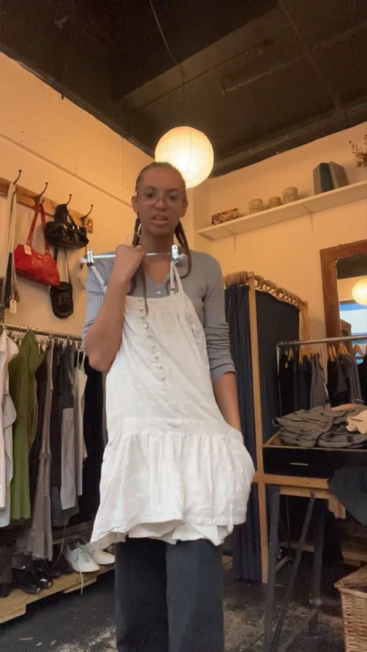 Cream cream embroidered dress with pockets  product image