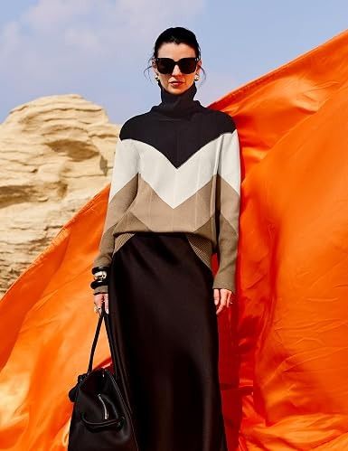 Color Block Turtleneck Sweater image 5