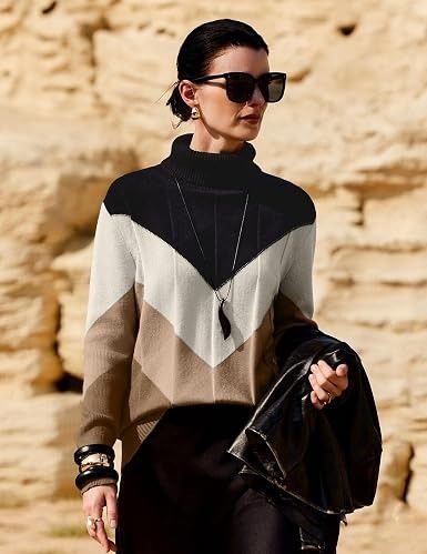 Color Block Turtleneck Sweater image 2