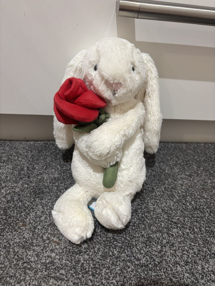 jellycat bunny holding rose