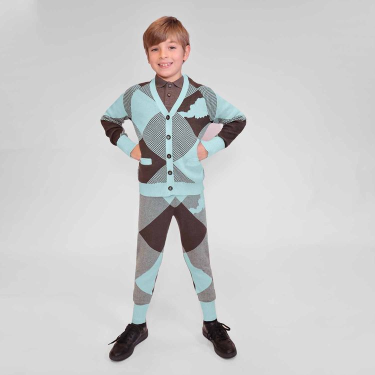 Kids Chestnut and Mint Knit Pants 5