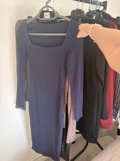 Long Sleeve Navy Blue Dress