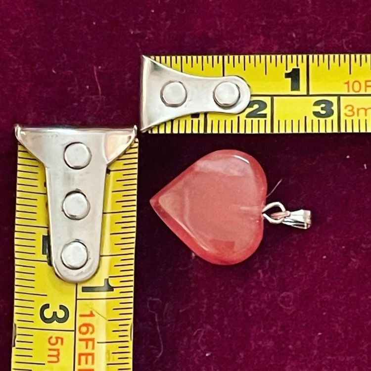 New Cherry Quartz Puff Heart Love Crystal Pendant Healing Birthday Valentine Gift 3