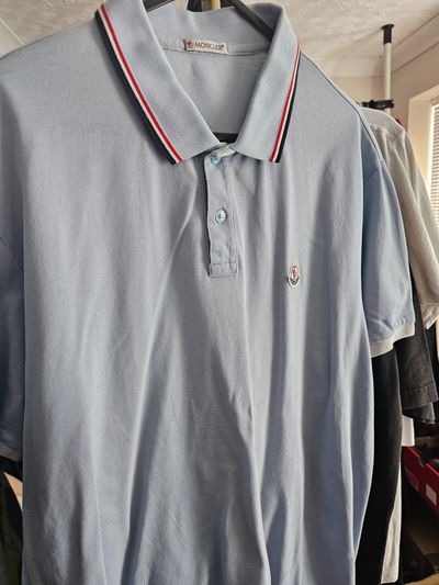 Moncler Light Blue Polo Shirt XXL ( fits Large)