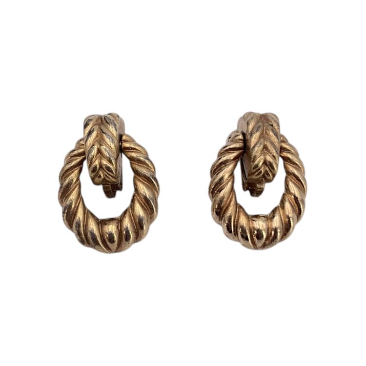 Christian Dior Vintage Metal Earrings Twisted Hoop image 1