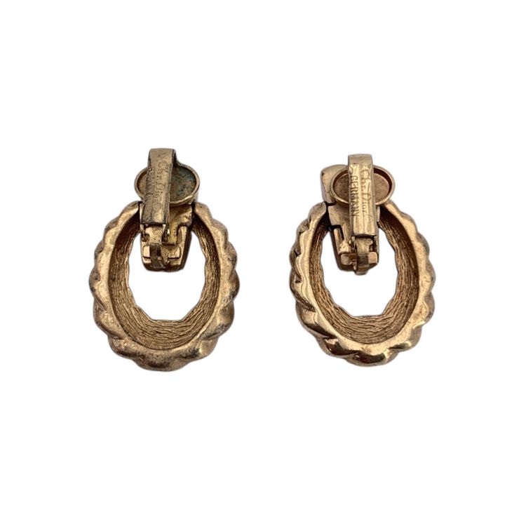 Christian Dior Vintage Metal Earrings Twisted Hoop image 2