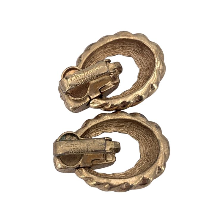 Christian Dior Vintage Metal Earrings Twisted Hoop image 5