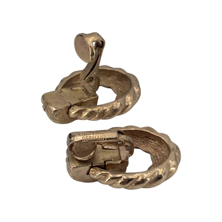 Christian Dior Vintage Metal Earrings Twisted Hoop image 7