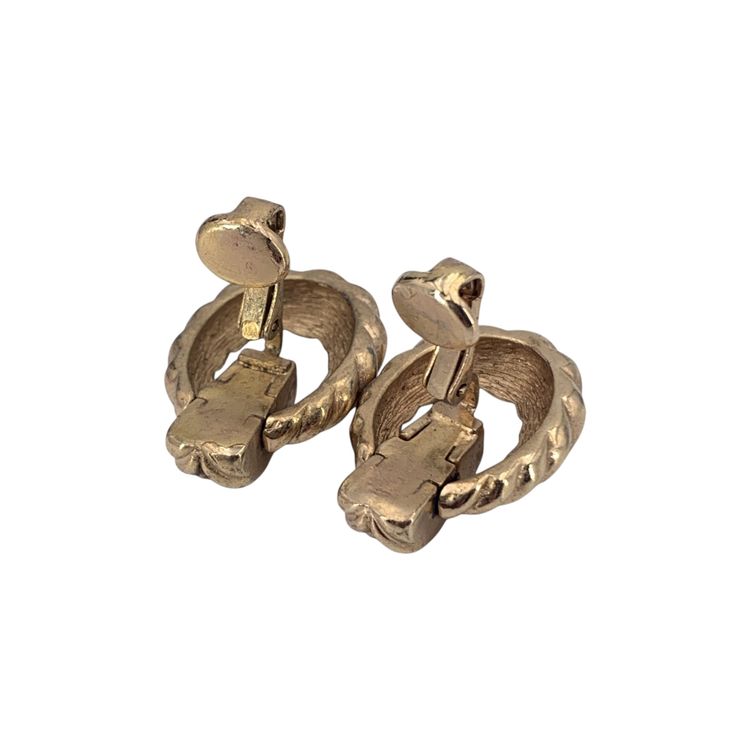 Christian Dior Vintage Metal Earrings Twisted Hoop image 6