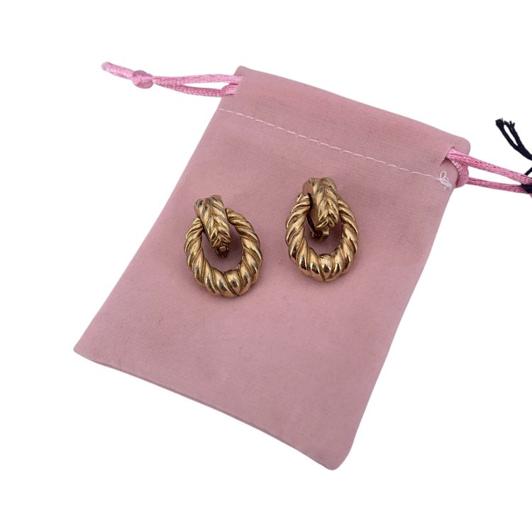 Christian Dior Vintage Metal Earrings Twisted Hoop image 3