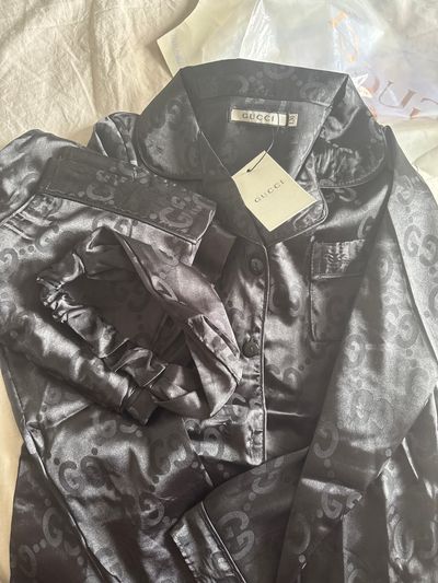 Gucci Black Satin Shirt3pc set