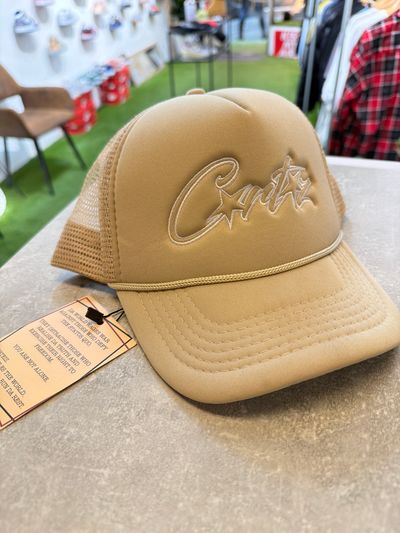 Beige Mesh Trucker Cap