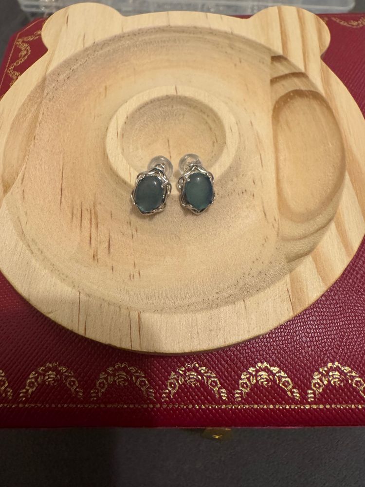 aquamarine Silver Stud Earrings With Blue Stones 2