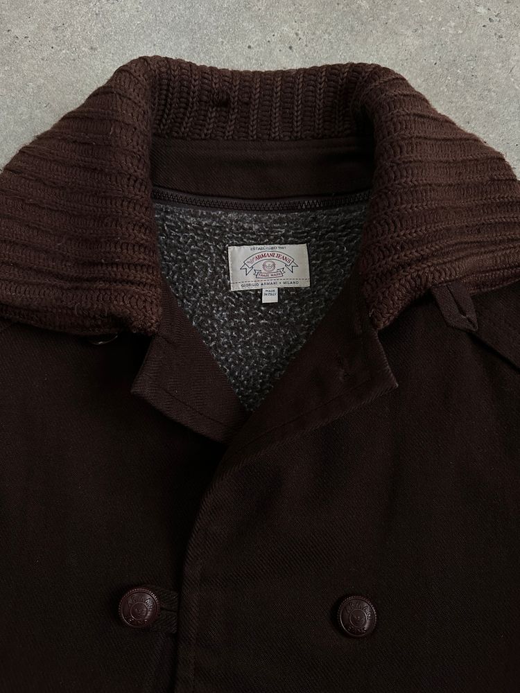 Armani Jeans 2000s Wool Funnel Neck Double Breasted Coat - L imagen 8