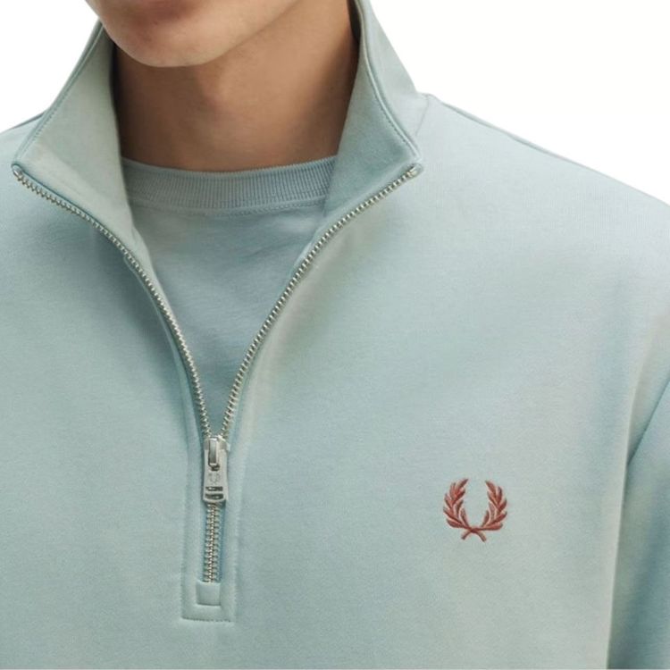 Fred Perry Tea Green Quarter-Zip Sweatshirt