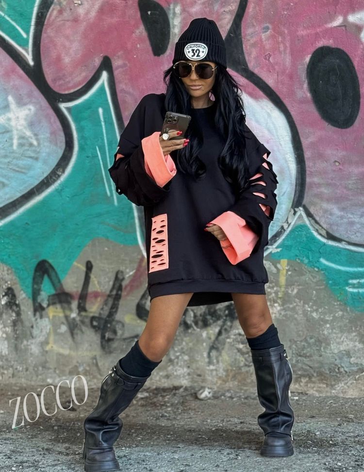 Other Black And Pink Oversized Sweatshirt Dress product image