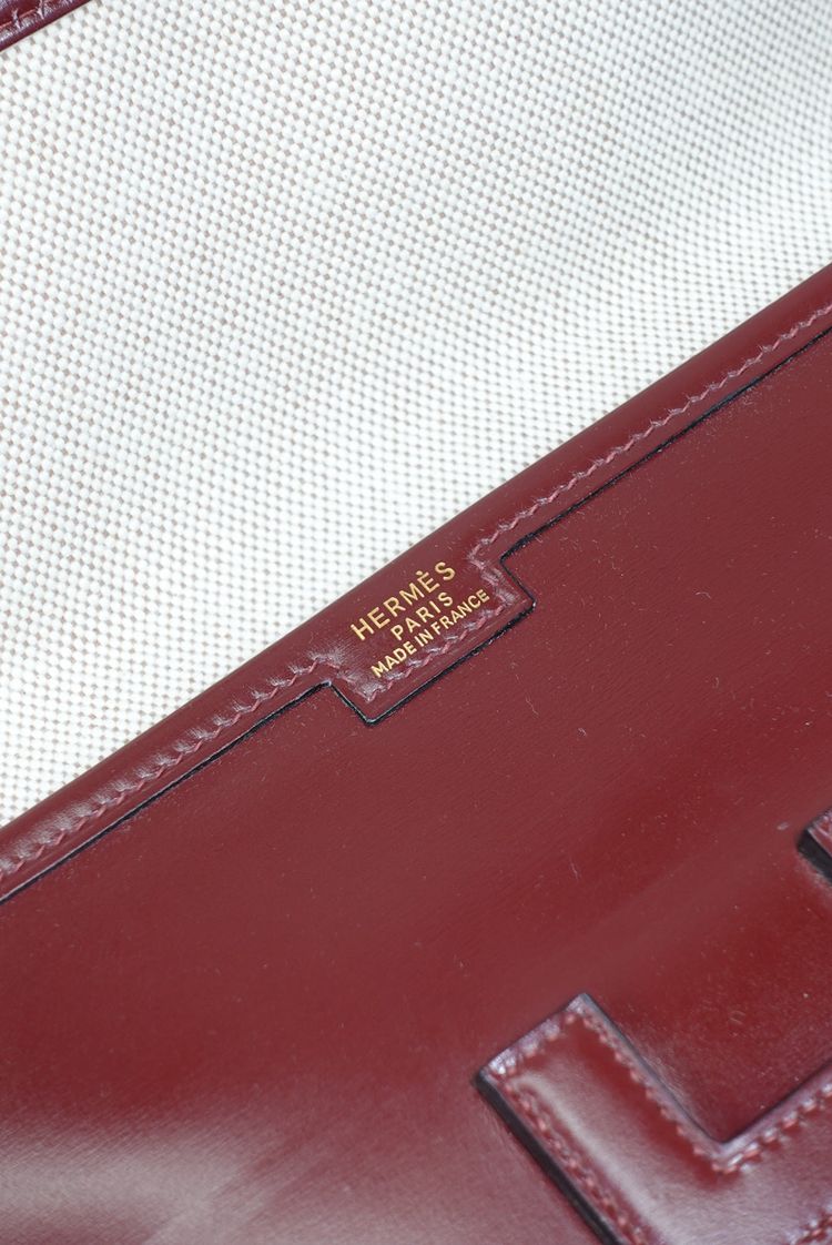 Hermès Burgundy Leather Clutch 9
