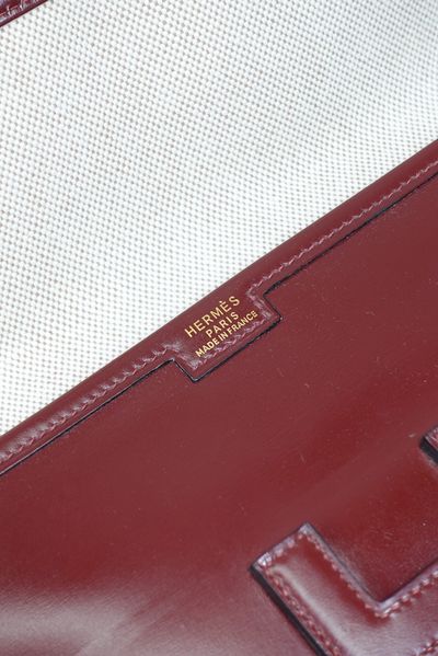 Hermès Burgundy Leather Clutch 9