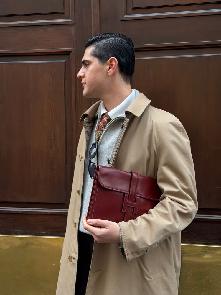 Hermès Burgundy Leather Clutch 1