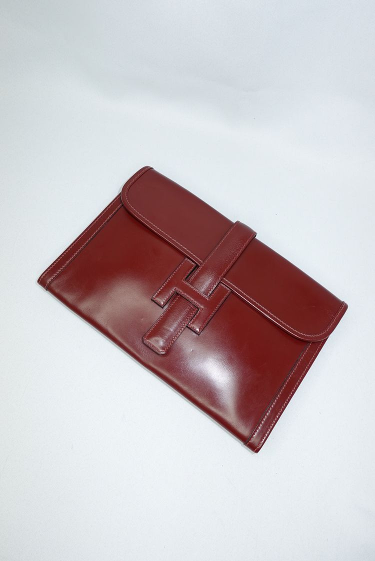 Hermès Burgundy Leather Clutch 2