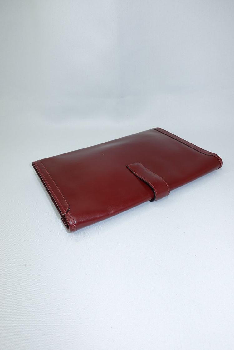 Hermès Burgundy Leather Clutch 12