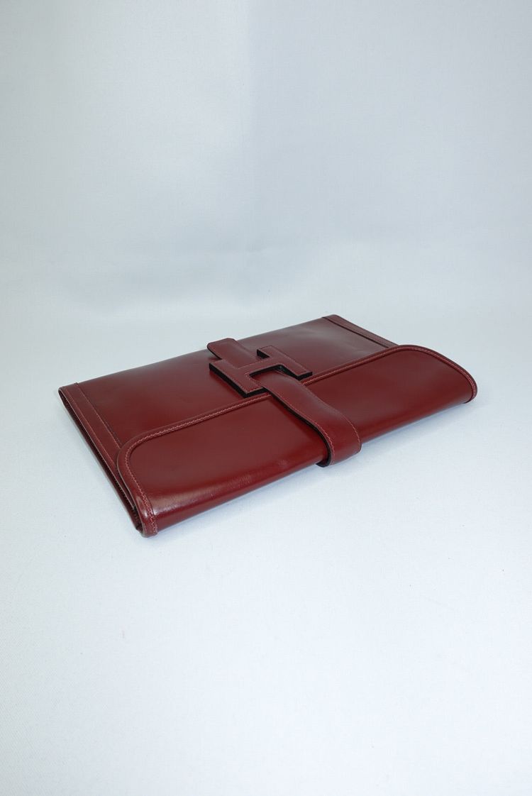 Hermès Burgundy Leather Clutch 8