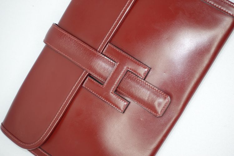 Hermès Burgundy Leather Clutch 7