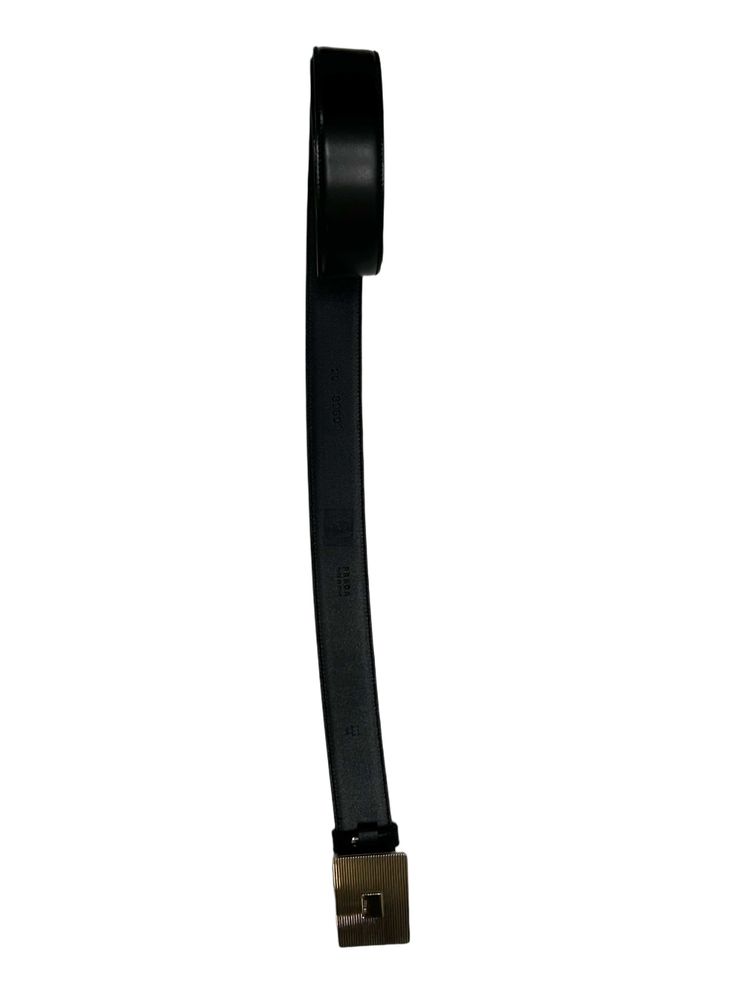 Prada Black Polished Calfskin Leather Belt With Laser Etched Shield Buckle 5