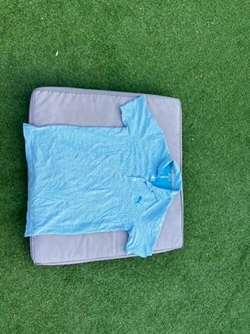 Puma Men's Light Blue Striped Polo Shirt Small