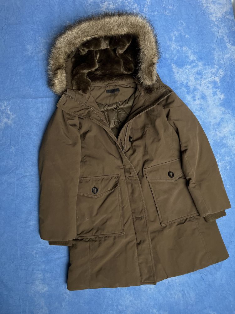 Uniqlo Brown Parka Coat With Fur Hood