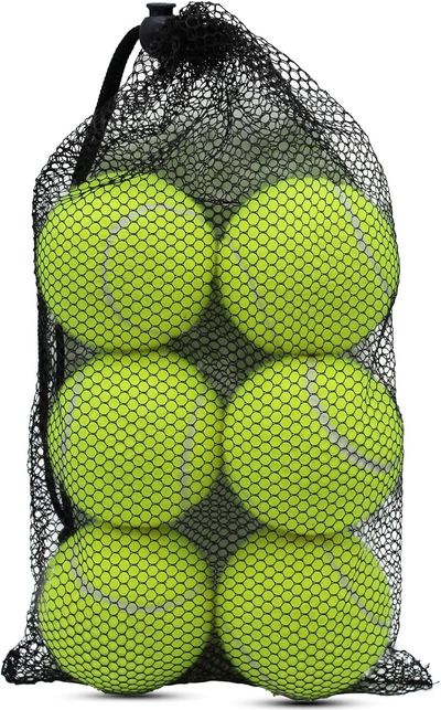 Yellow Tennis Balls In Black Mesh Bag