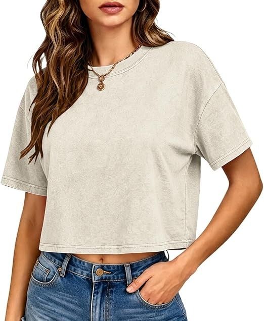 Beige Cropped T-Shirt image 1